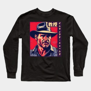 Professor Indiana Jones Linocut - Japanese Long Sleeve T-Shirt